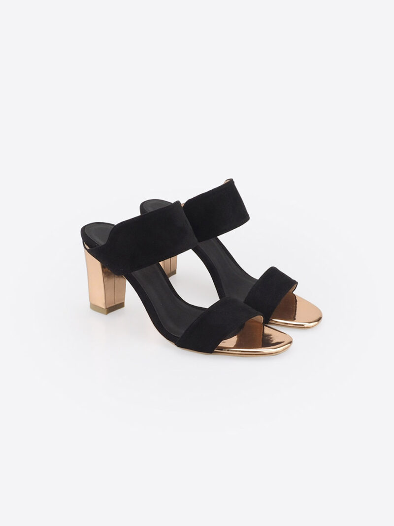 DUOSTRAP Slider with Block Heels BLACK