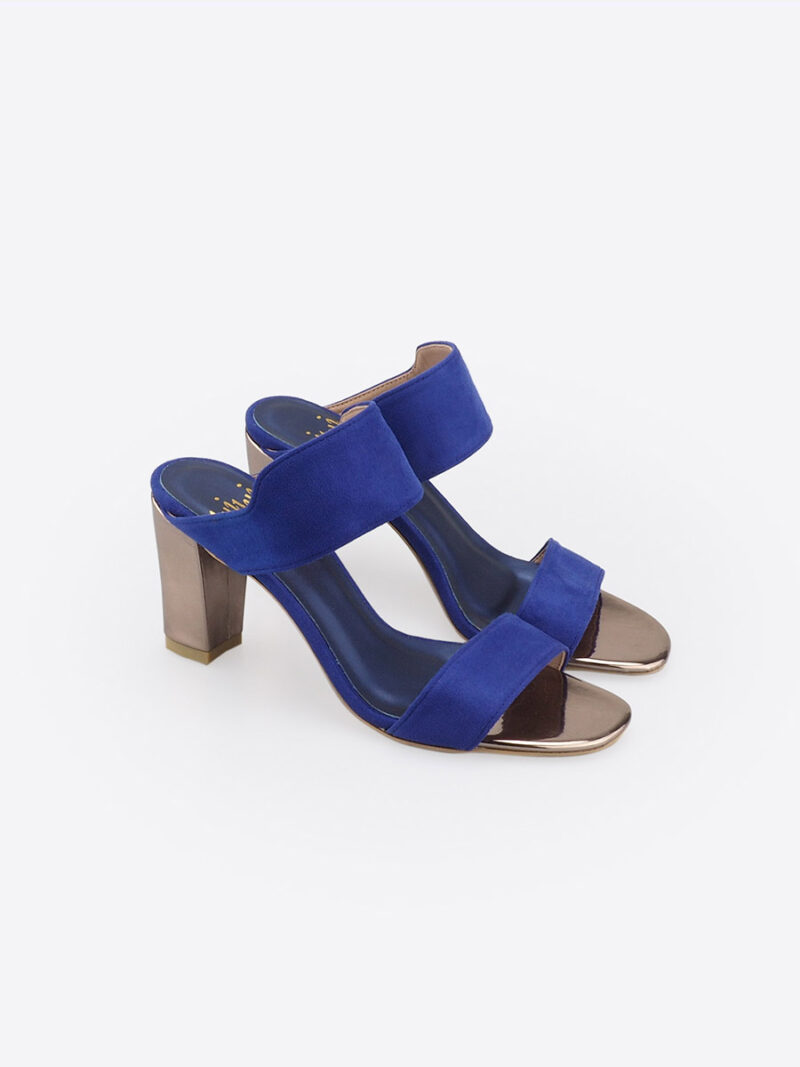 DUOSTRAP Slider with Block Heels INDIGO