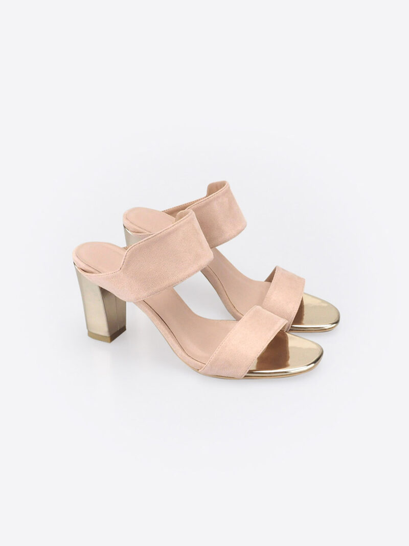 DUOSTRAP Slider with Block Heels NUDE