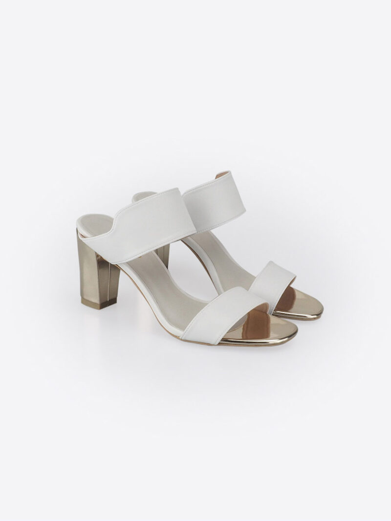 DUOSTRAP Slider with Block Heels WHITE
