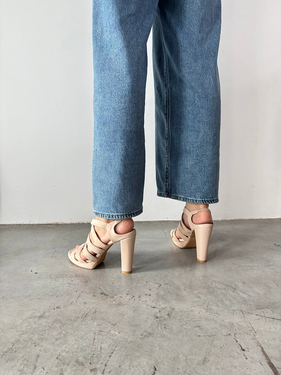 MAXINE multi-strap sandal platform heels NUDE - Image 6