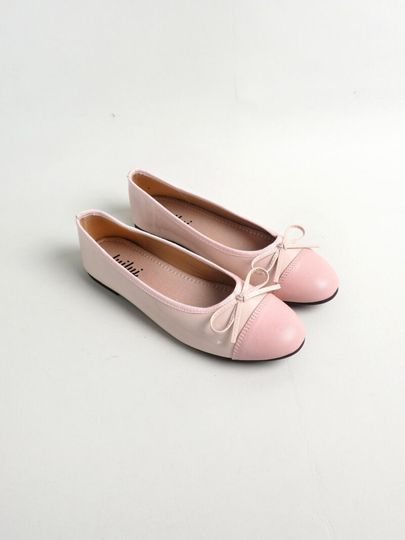 FABY two-tone round-toe flats PINK