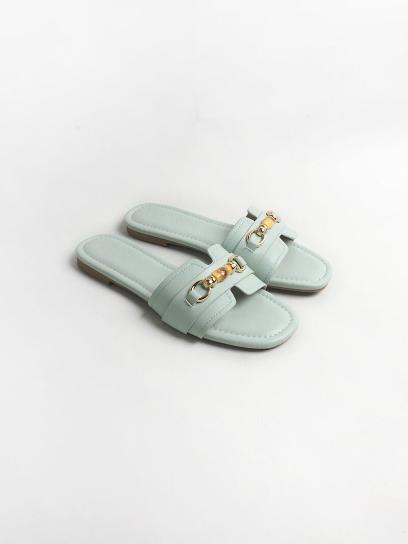 BAMBINA bamboo buckle flat sandals MINT