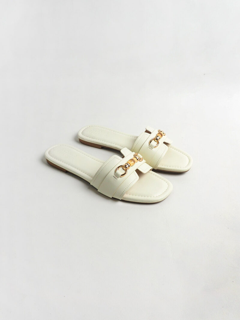 BAMBINA bamboo buckle flat sandals SOYA