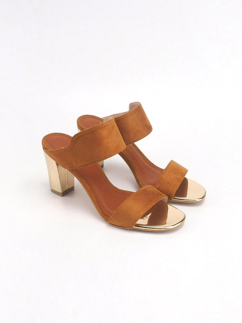 DUOSTRAP Slider with Block Heels CARAMEL