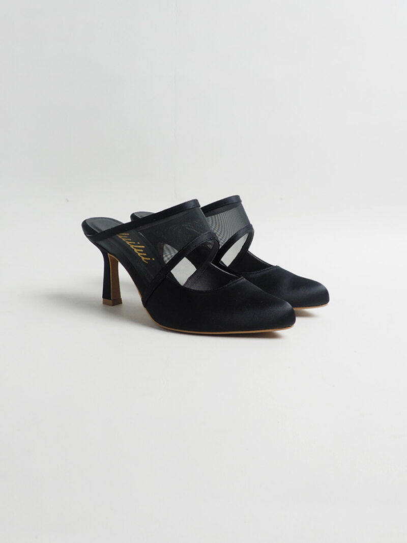 MIZZY mesh mule pumps BLACK