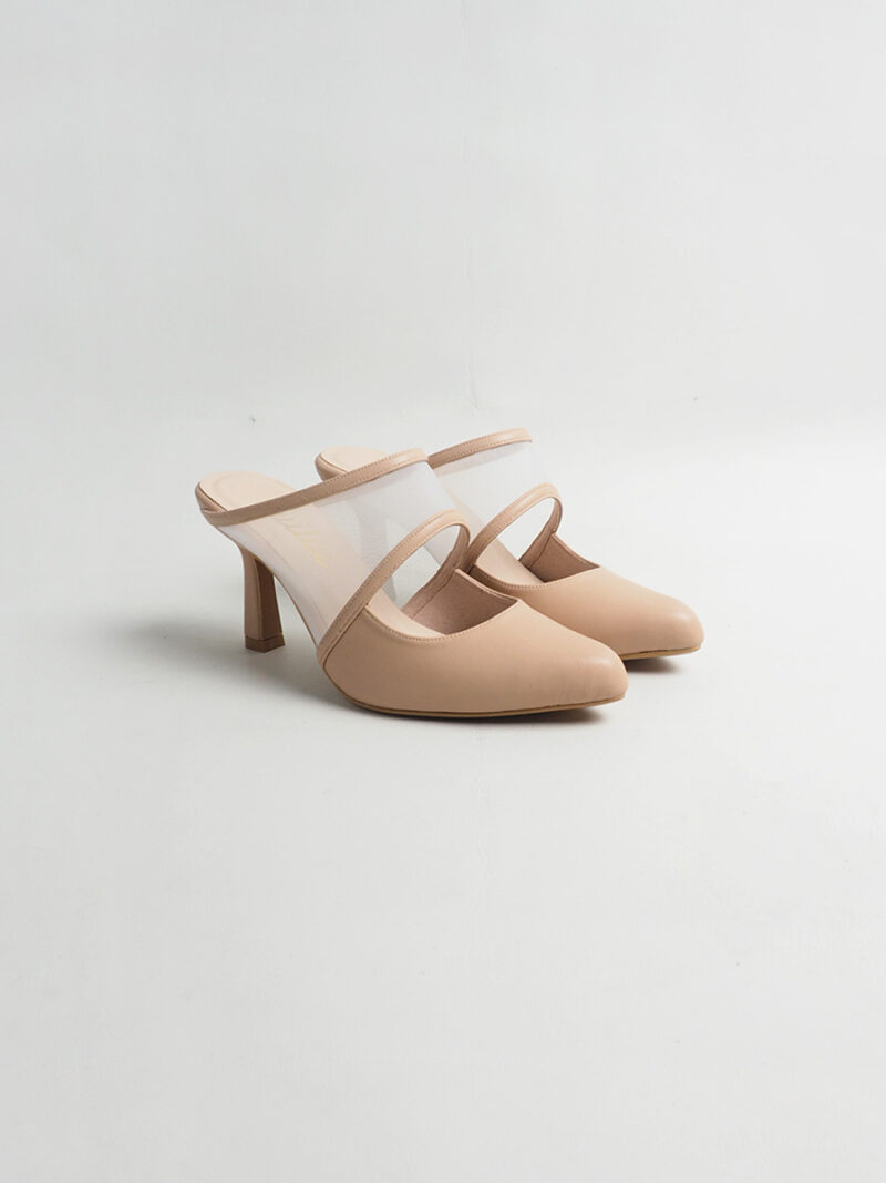 MIZZY mesh mule pumps NUDE