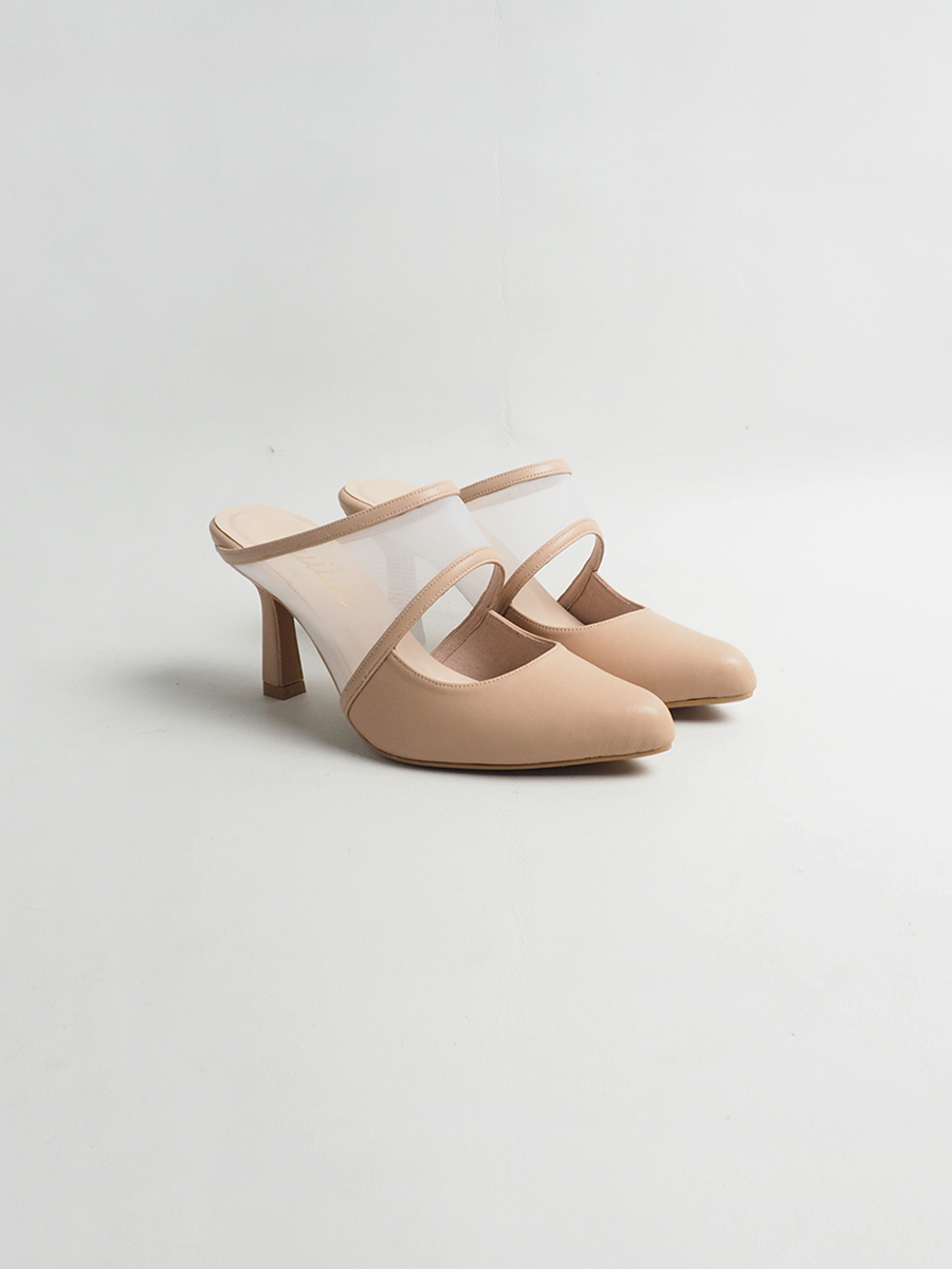 MIZZY mesh mule pumps NUDE