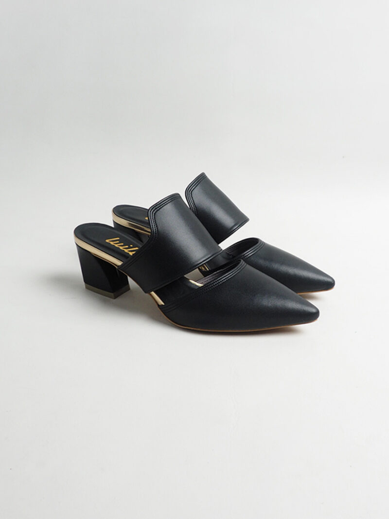 DUOSELLE pointy toe mules CHARCOAL